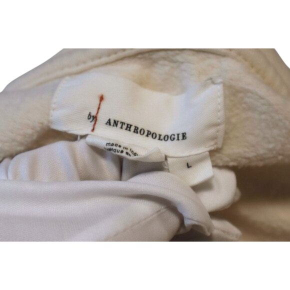 Anthropologie White Cropped Sweatshirt L Soft Cotton Womens Clean Girl Athleisur - Picture 2 of 7